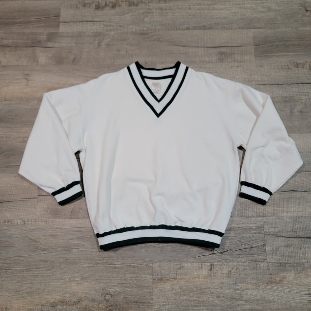 BAC Premier Vintage Sweatshirt Academia Collegiate Tennis Prep V Neck Size Large